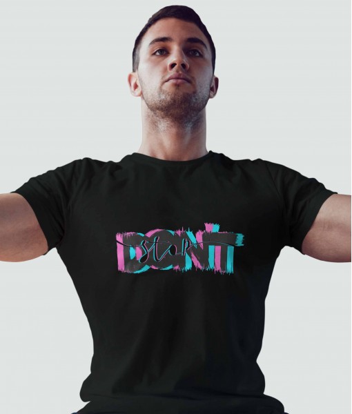 Мъжка тениска с щампа Текст и надписи DON`T STOP